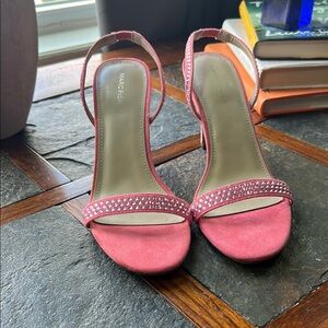Marc Fisher Pink Suede Heels with Crystal Embellishment